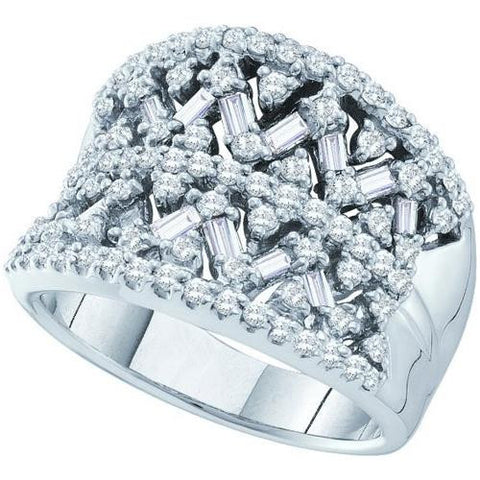 14K White-gold 1.27CTW  ROUND BAGGUETTE DIAMOND LADIES BRIDAL RING