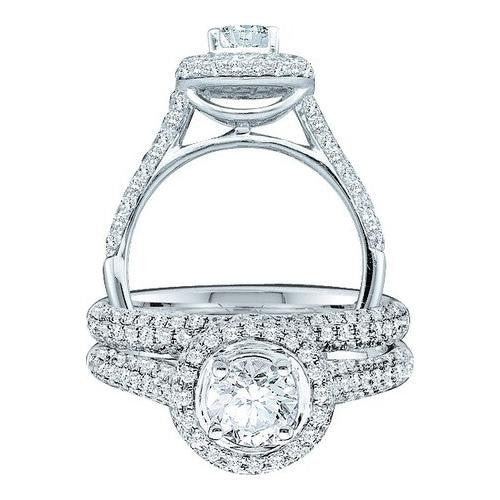 14KT White Gold 1.23CTW  DIAMOND 0.40CT CENTER ROUND BRIDAL SET