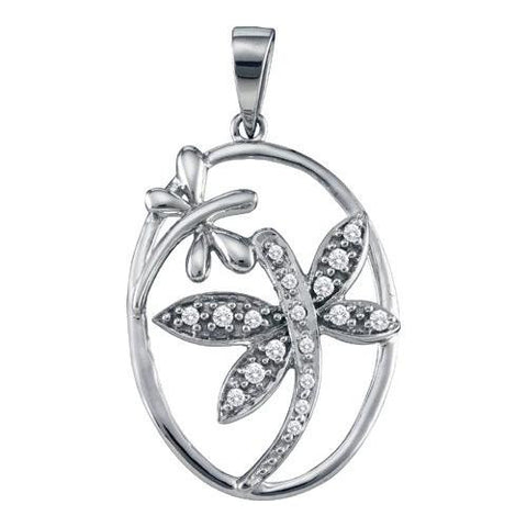 10KT White Gold 0.12CTW ROUND DIAMOND LADIES PENDANT