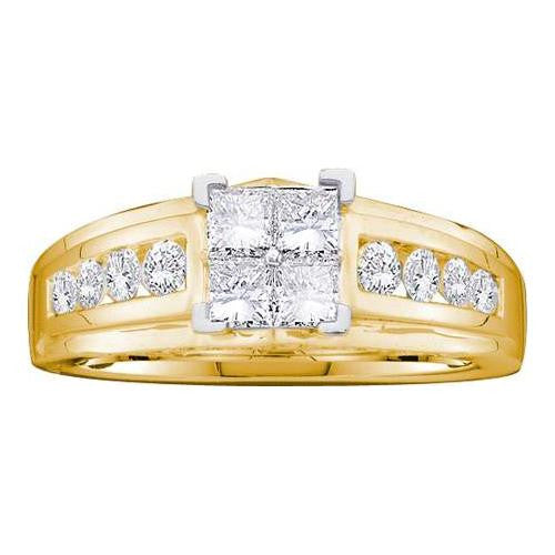 14KT Yellow Gold 1.00CTW PRINCESS ROUND DIAMOND LADIES INVISIBLE BRIDAL RING