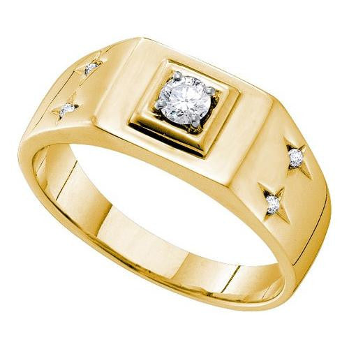 14KT Yellow Gold 0.25CTW DIAMOND FASHION MENS RING