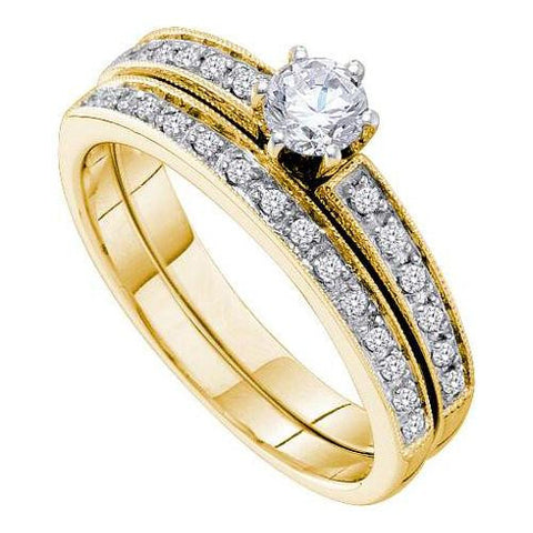 14K Yellow-gold 0.51CTW DIAMOND 0.33CT CENTER ROUND BRIDAL SET