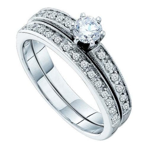 14K White-gold 0.51CT DIAMOND 0.33CT-CRD BRIDAL SET