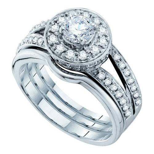 14K White-gold 0.99CTW DIAMOND LADIES BRIDAL SET WITH 0.40CT ROUND CENTER