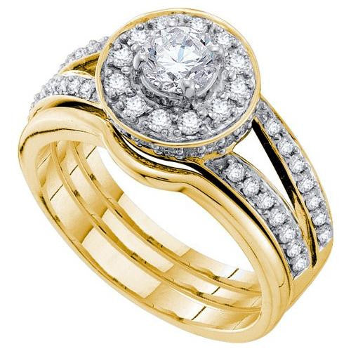 14K Yellow-gold 1.0CTW DIAMOND 0.40CT CENTER ROUND BRIDAL SET