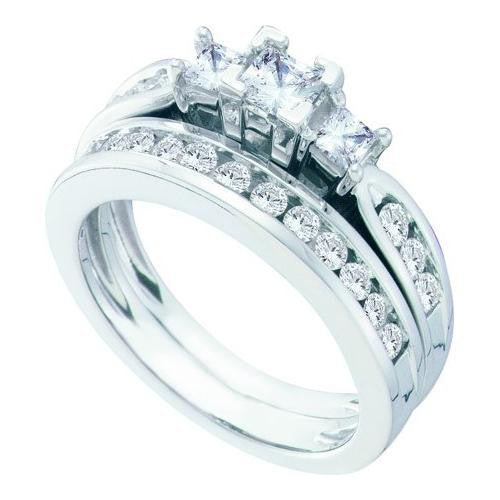 14KT White Gold 1.00CTW DIAMOND 3 STONE BRIDAL RING