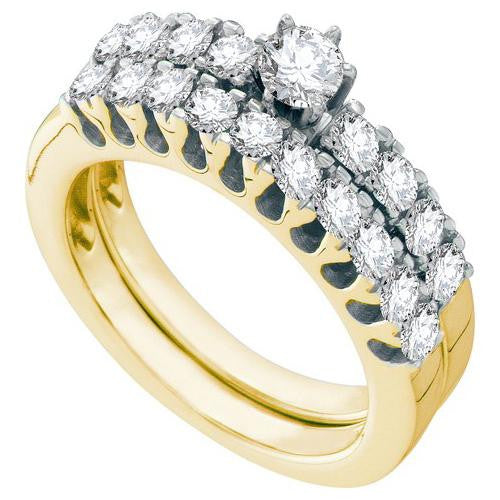 14K Yellow-gold 1.15CTW DIAMOND 0.25CT CENTRAL ROUND BRIDALSET