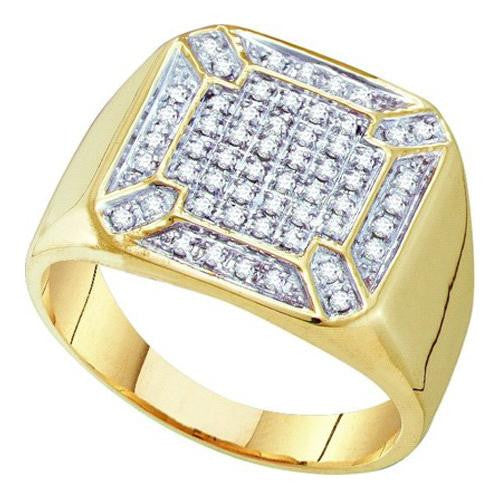 10K Yellow-gold 0.33CTW DIAMOND  MICRO PAVE MENS RING