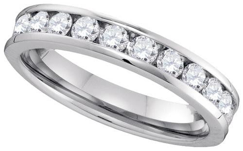 14KT White Gold 0.75 CTW ROUND DIAMOND MACHINE SET BAND