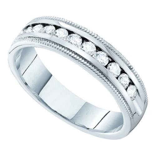 14KT White Gold 0.50CTW DIAMOND  MACHINE SET BAND