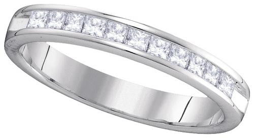 14KT White Gold 0.50CTW PRINCESS DIAMOND MACHINE SET BAND