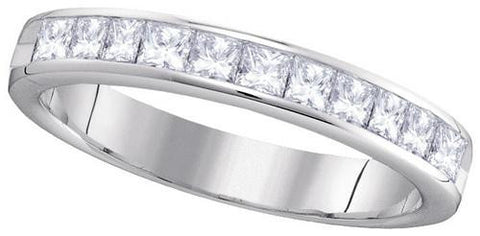 14KT White Gold 0.75CTW PRINCESS DIAMOND MACHINE SET BAND