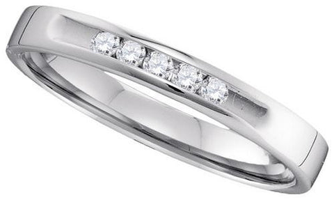 14KT White Gold 0.13CT DIAMOND MACHINE SET BAND