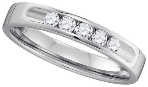 14KT White Gold 0.28CTW DIAMOND MACHINE SET BAND