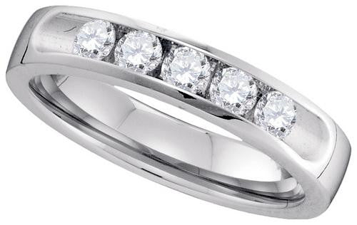 14KT White Gold 0.53CTW DIAMOND MWACHINE SET BAND