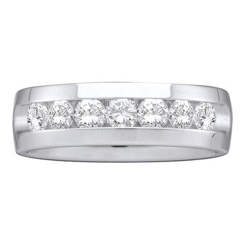 14KT White Gold 1.00CTW DIAMOND MENS MACHINE SET BAND