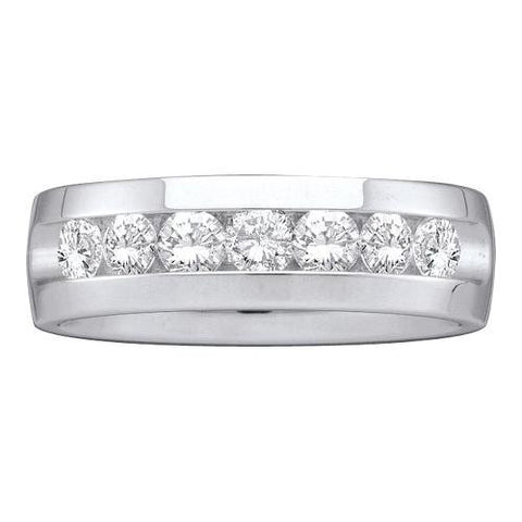 14KT White Gold 1.00CTW DIAMOND MENS MACHINE SET BAND