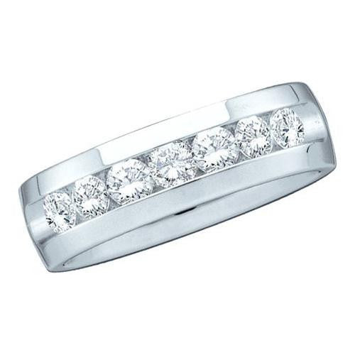 14KT White Gold 1.50CTW ROUND DIAMOND MENS MACHINE SET BAND