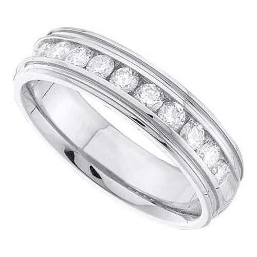 14KT White Gold 0.28CTW DIAMOND MACHINE SET MENS BAND