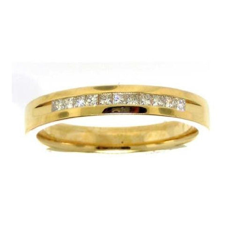 14KT Yellow Gold 0.15CTW PRINCESS DIAMOND MACHINE SET BAND