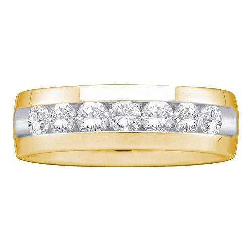 14KT Yellow Gold 1.00CTW ROUND DIAMOND MENS MACHINE SET BAND