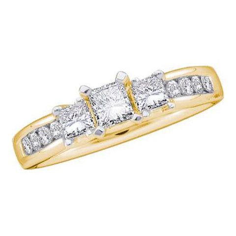 14KT Yellow Gold 0.84CTW DIAMOND BRIDAL RING WITH 0.33CT PRINCESS CENTER