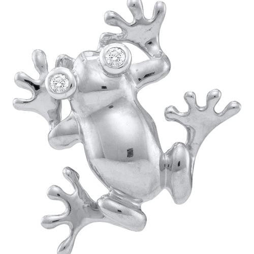 10KT White Gold 0.02CTW DIAMOND FROG PENDANT