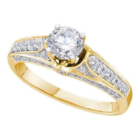 14KT Yellow Gold 0.95CTW DIAMOND WITH 0.50CTW  ROUND CENTER LADIES BRIDAL RING