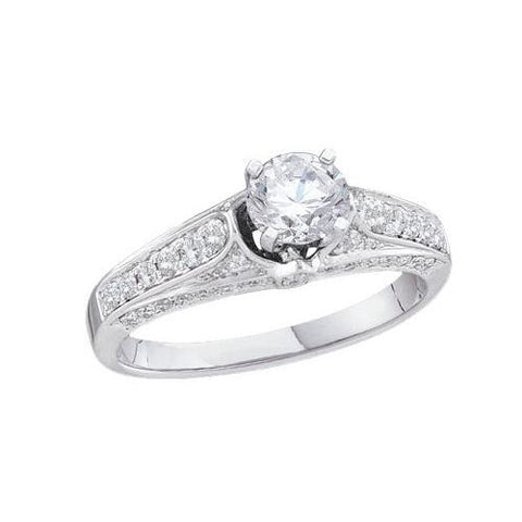 14K White-gold 0.95CTW DIAMOND WITH 0.50CTW  ROUND CENTER LADIES BRIDAL RING