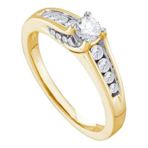 14KT Yellow Gold 0.50CTW DIAMOND 0.20CTW  CENTER ROUND BRIDAL RING