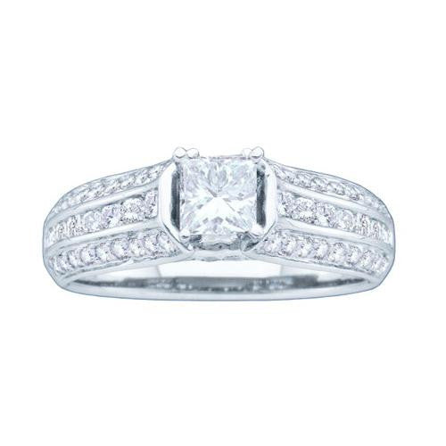 14KT White Gold 1.00CT DIAMOND 0.40CT CENTER PRINCESS BRIDAL RING