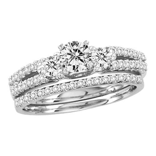 14KT White Gold 1.00CTW DIAMOND 0.40CT CENTER ROUND BRIDAL SET