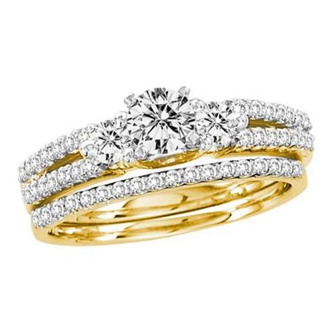 14KT Yellow Gold 1.00CTW DIAMOND 0.40CT CENTER ROUND BRIDAL SET