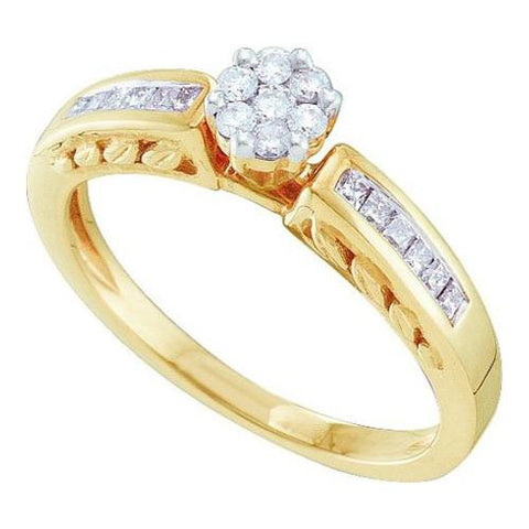 14KT Yellow Gold 0.25CTW DIAMOND LADIES FLOWER RING