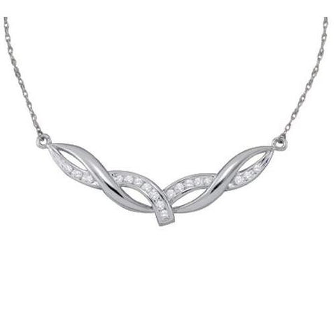 14KT White Gold 0.33CT ROUN DIAMOND LADIES FASHION NECKLACE