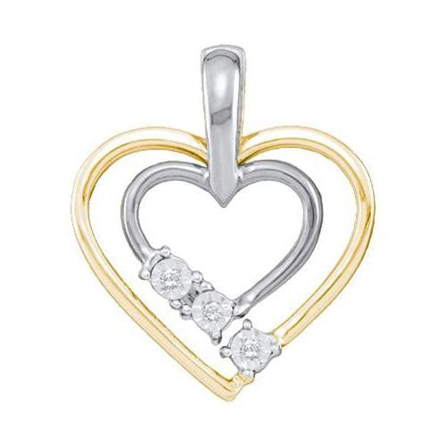 10KT White Gold 0.03CTW ROUND DIAMOND LADIES HEART PENDANT