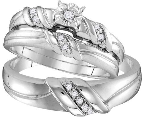 10KT White Gold 0.16CT LADIES DIAMOND TRIO SET