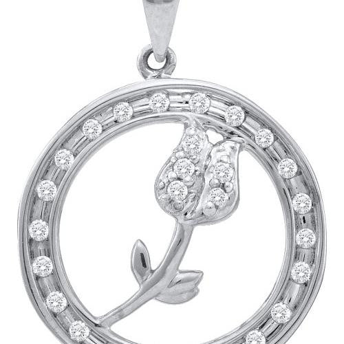 10KT White Gold 0.15CTW DIAMOND CIRCLE PENDANT