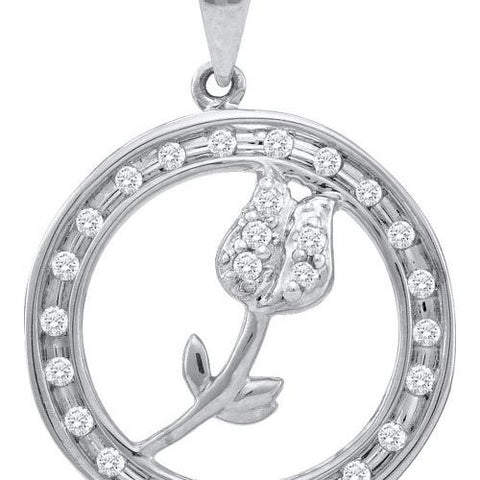 10KT White Gold 0.15CTW DIAMOND CIRCLE PENDANT