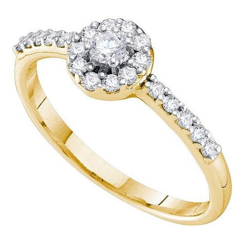 14KT Yellow Gold 0.34CTW DIAMOND ROUND CENTER  BRIDAL RING