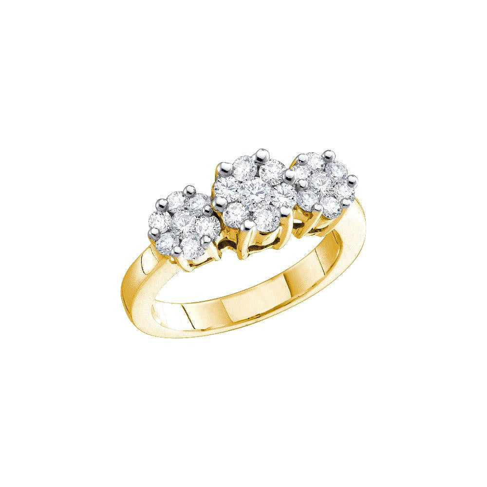 1-3CT-Diamond 3-FLOWER RING