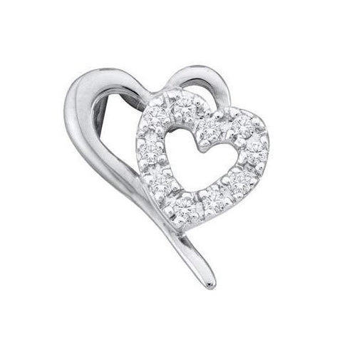 10KT White Gold 0.11CTW ROUND DIAMOND LADIES HEART PENDANT