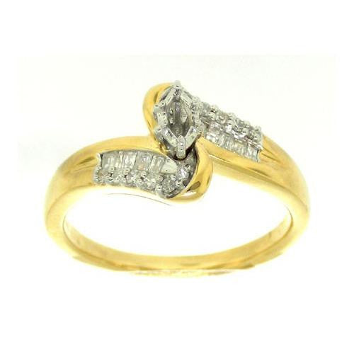 14KT Yellow Gold 0.27CTW DIAMOND LADIES BRIDAL RING WITH 0.09CT MARQUISE CENTER