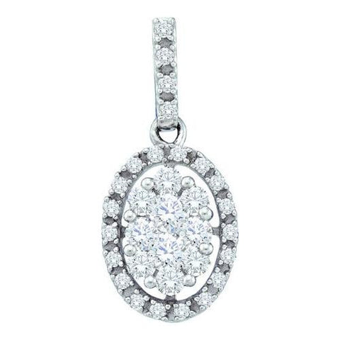 14KT White Gold 0.50CTW ROUND DIAMOND LADIES FASHION PENDANT