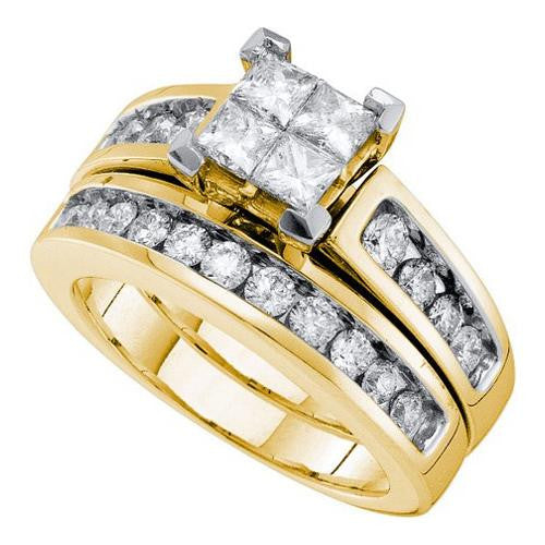 14KT Yellow Gold 1.50CTW DIAMOND INVISIBLE BRIDAL SET