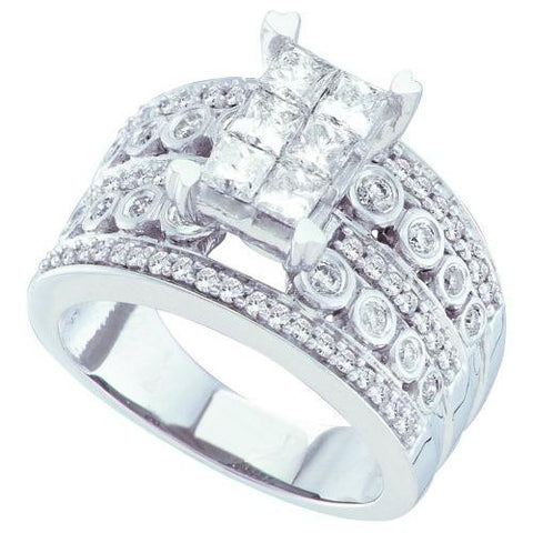 14KT White Gold 1.51CTW ROUND PRINCESS DIAMOND LADIES FASHION RING