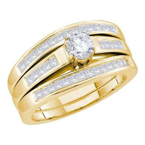 14KT Yellow Gold 1.00CTW DIAMOND 0.40CT CENTER  ROUND  BRIDAL SET