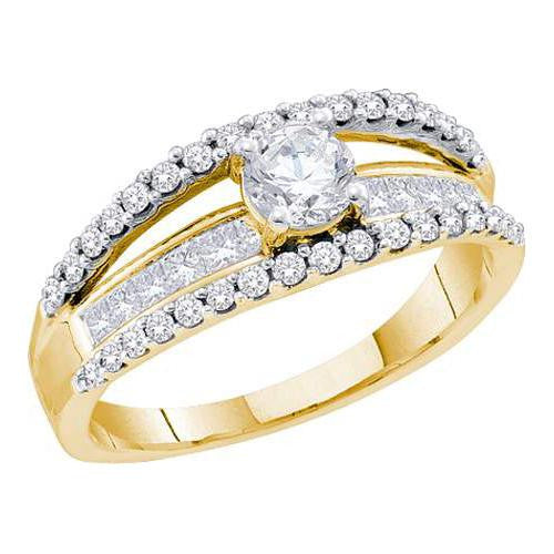 14KT Yellow Gold 1.00CTW DIAMOND LADIES BRIDAL RING WITH 0.40CT ROUND CENTER