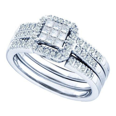 14KT White Gold 0.42CTW ROUND PRINCESS DIAMOND LADIES INVISIBLE RING