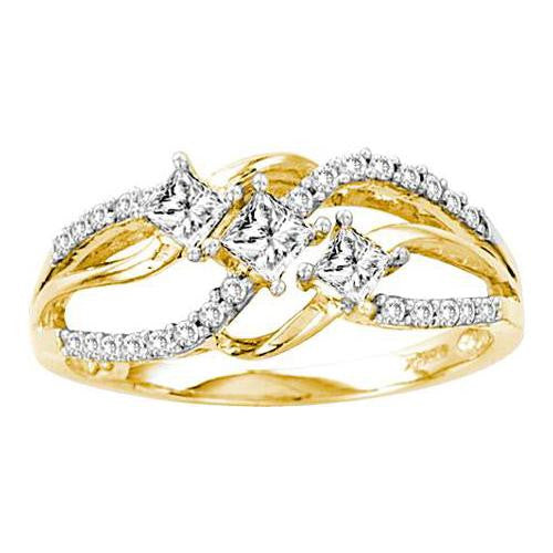 14KT Yellow Gold 0.50CTW DIAMOND LADIES  3 STONE  BRIDAL  RING